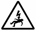 Symbol: Advarselstrekant. Elektrisk stød. Personfare.
